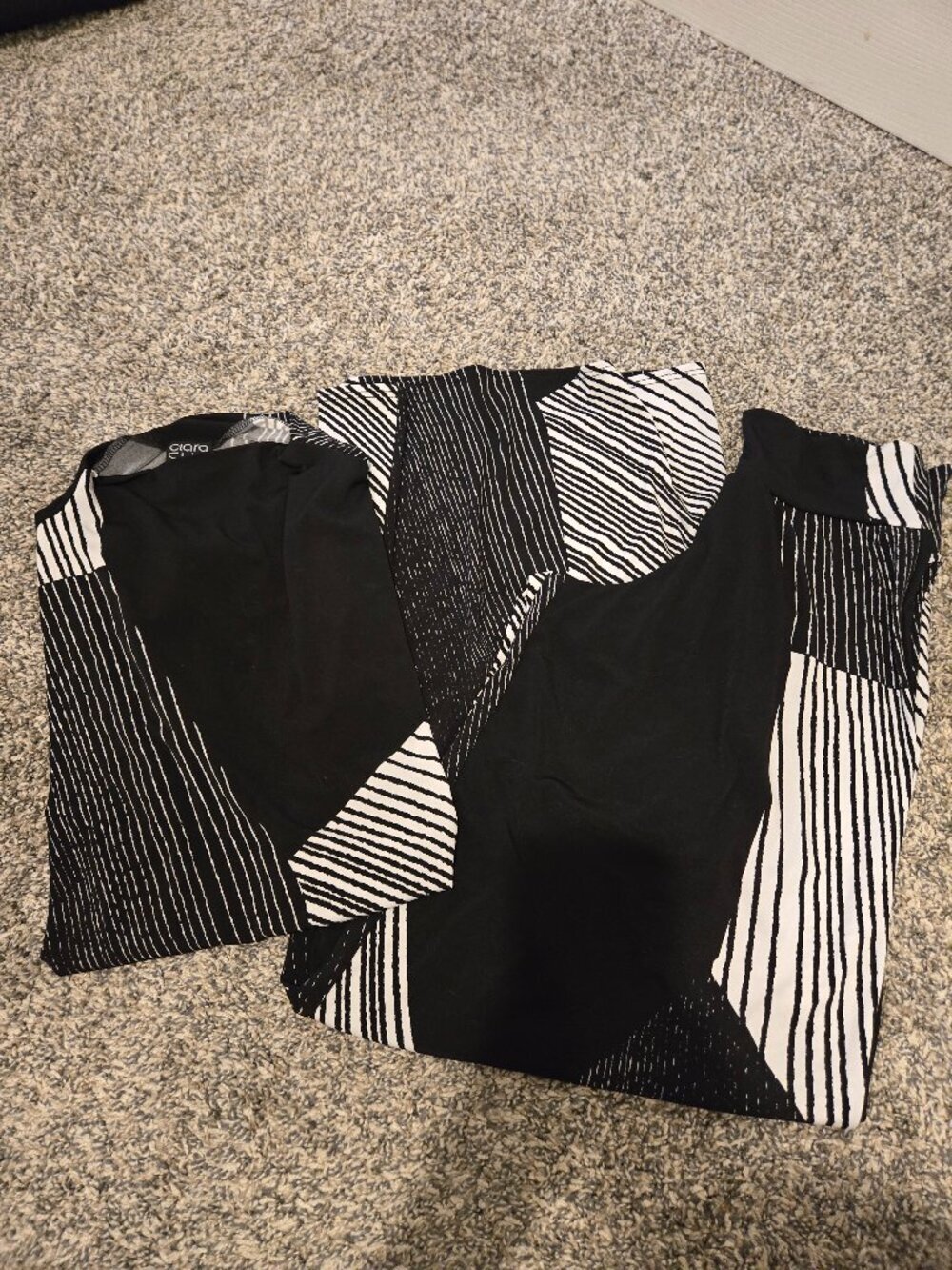 Clara Sun Woo Black White Stripe Shirt Pant Set XS/S